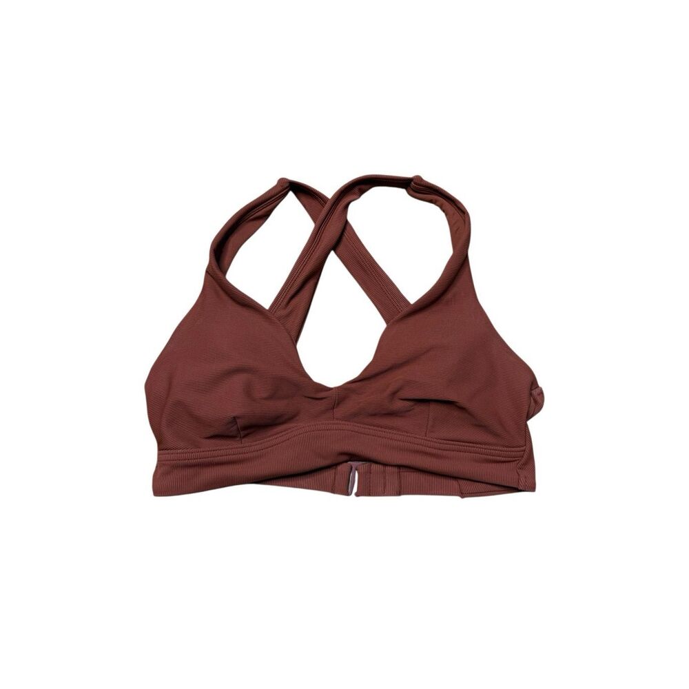 Prana Ella Ribbed Cross Back Bikini Top Rust Brown XS - Picture 3 of 7